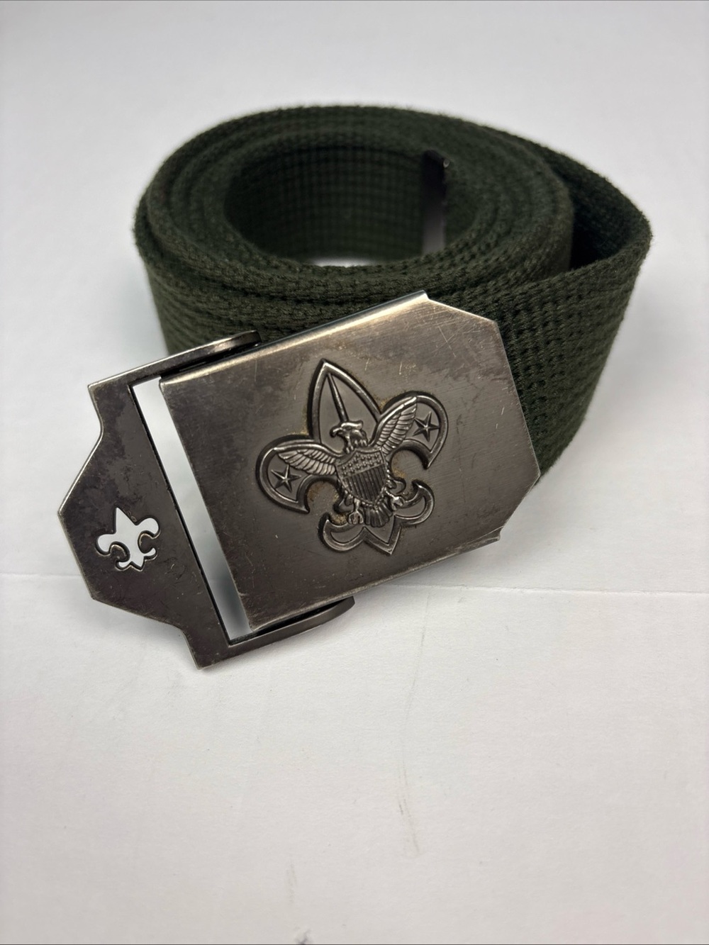 Boy Scouts BSA Men XL Belt 64060 Web Olive Green Cotton Nylon Metal Buckle